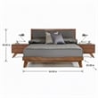 Pemberly Row Modern Fabric & Wood Queen Bed in Gray Walnut Finish