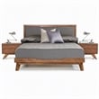Pemberly Row Modern Fabric & Wood Queen Bed in Gray Walnut Finish