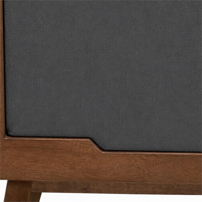 Pemberly Row Modern Fabric & Wood Queen Bed in Gray Walnut Finish