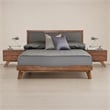 Pemberly Row Modern Fabric & Wood Queen Bed in Gray Walnut Finish
