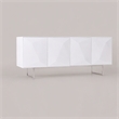 Pemberly Row Modern 4-Door MDF Wood Buffet in White with Glass Shelves