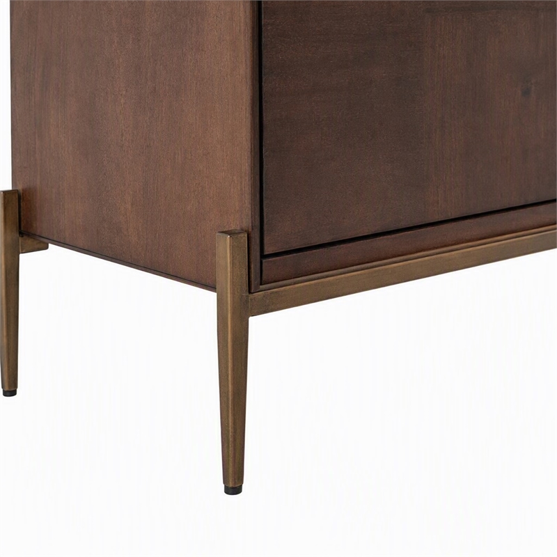 Pemberly Row 3-Door Acacia Wood Buffet with Metal Base and Brown Finish