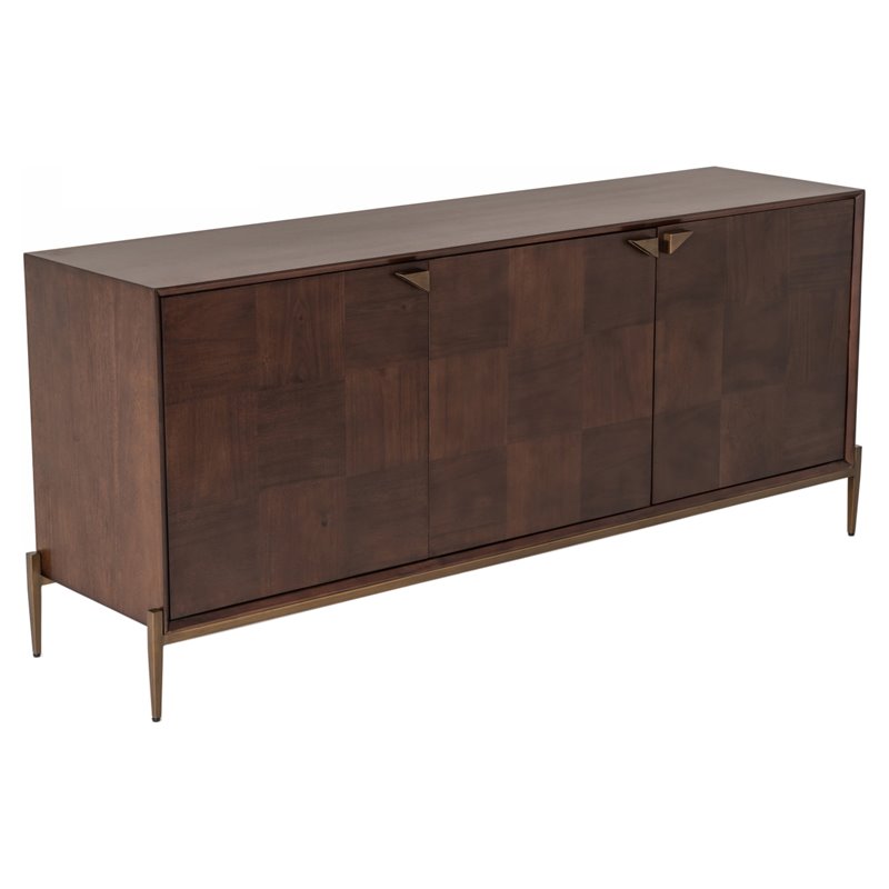 Pemberly Row 3-Door Acacia Wood Buffet with Metal Base and Brown Finish