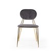 Pemberly Row Modern Dining Chair Set in Gray Fabric & Gold Metal (Set of 2)