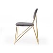 Pemberly Row Modern Dining Chair Set in Gray Fabric & Gold Metal (Set of 2)
