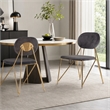 Pemberly Row Modern Dining Chair Set in Gray Fabric & Gold Metal (Set of 2)
