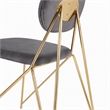 Pemberly Row Modern Dining Chair Set in Gray Fabric & Gold Metal (Set of 2)