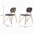 Pemberly Row Modern Dining Chair Set in Gray Fabric & Gold Metal (Set of 2)