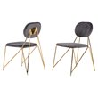 Pemberly Row Modern Dining Chair Set in Gray Fabric & Gold Metal (Set of 2)
