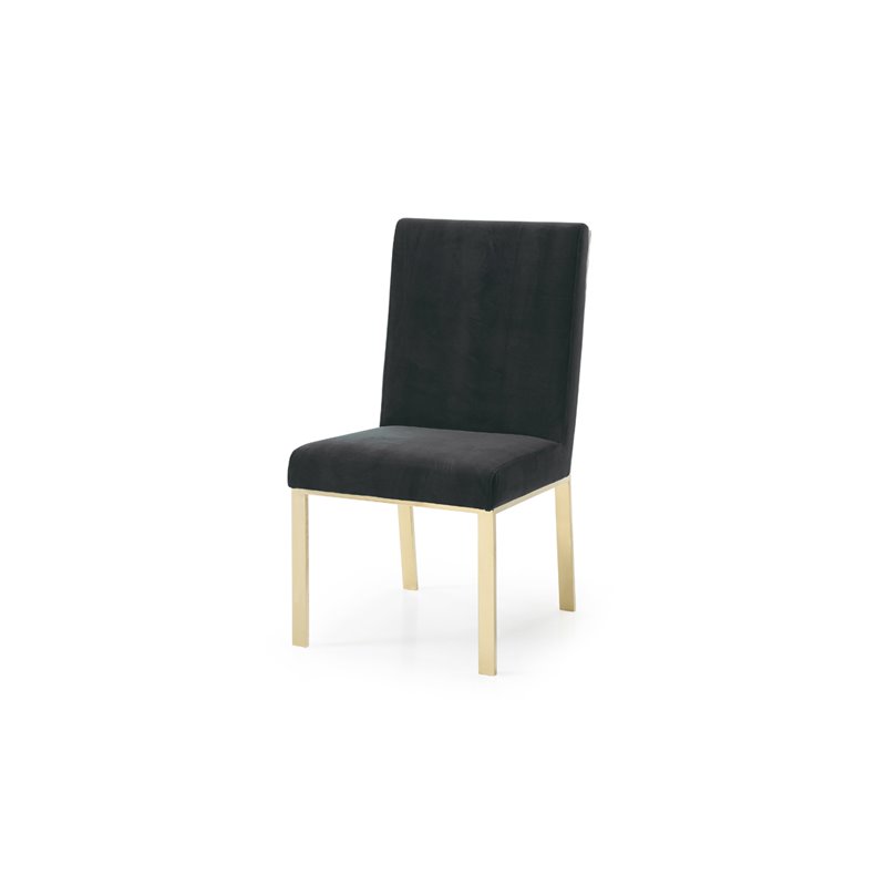 Pemberly Row Steel & Velvet Dining Chair Set in Black/Gold Finish (Set of 2)