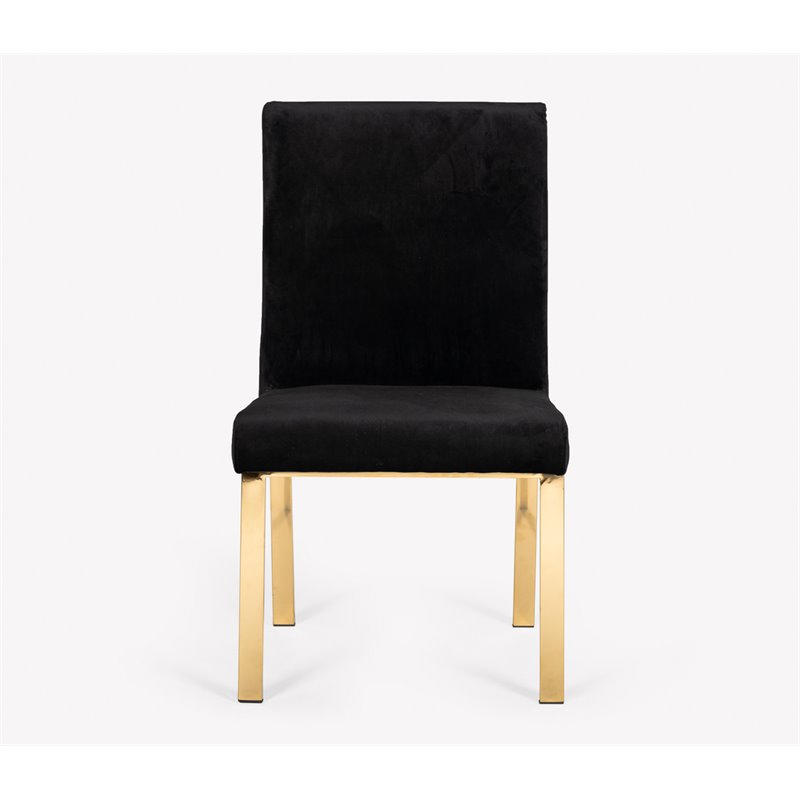 Pemberly Row Steel & Velvet Dining Chair Set in Black/Gold Finish (Set of 2)