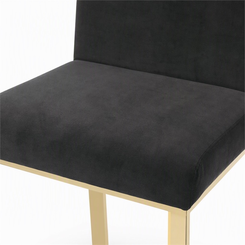 Pemberly Row Steel & Velvet Dining Chair Set in Black/Gold Finish (Set of 2)
