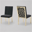 Pemberly Row Steel & Velvet Dining Chair Set in Black/Gold Finish (Set of 2)