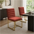 Pemberly Row Velvet Dining Chair in Gold/Red Finish with Tufting (Set of 2)