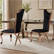 Pemberly Row Velvet Dining Chair with Rose Gold Frame in Black (Set of 2)