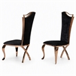 Pemberly Row Velvet Dining Chair with Rose Gold Frame in Black (Set of 2)
