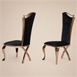 Pemberly Row Velvet Dining Chair with Rose Gold Frame in Black (Set of 2)