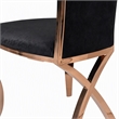 Pemberly Row Velvet Dining Chair with Rose Gold Frame in Black (Set of 2)