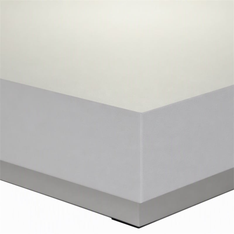 Pemberly Row C-Shaped MDF Wooden Nightstand with LED Light in White Gloss
