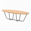 Pemberly Row Esther Industrial Coffee Table with Veneer Wood Top in Oak/Black