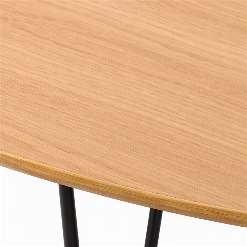Pemberly Row Esther Industrial Coffee Table with Veneer Wood Top in Oak/Black