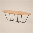 Pemberly Row Esther Industrial Coffee Table with Veneer Wood Top in Oak/Black