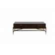 Pemberly Row Shane Acacia Wood Coffee Table with Antique Brass Accents