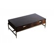 Pemberly Row Shane Acacia Wood Coffee Table with Antique Brass Accents