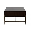 Pemberly Row Shane Acacia Wood Coffee Table with Antique Brass Accents