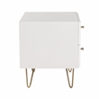 Pemberly Row Bryan Modern MDF Wood Nightstand in White with Gold Accents