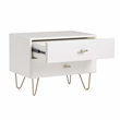 Pemberly Row Bryan Modern MDF Wood Nightstand in White with Gold Accents