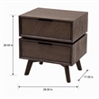 Pemberly Row Mid-Century Acacia Wood and Metal Nightstand with 2 Drawers