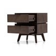 Pemberly Row Mid-Century Acacia Wood and Metal Nightstand with 2 Drawers