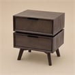 Pemberly Row Mid-Century Acacia Wood and Metal Nightstand with 2 Drawers