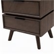 Pemberly Row Mid-Century Acacia Wood and Metal Nightstand with 2 Drawers