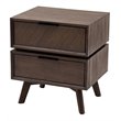 Pemberly Row Mid-Century Acacia Wood and Metal Nightstand with 2 Drawers
