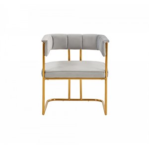 Pemberly Row Modern Fabric and Metal Dining Chair in Light Gray