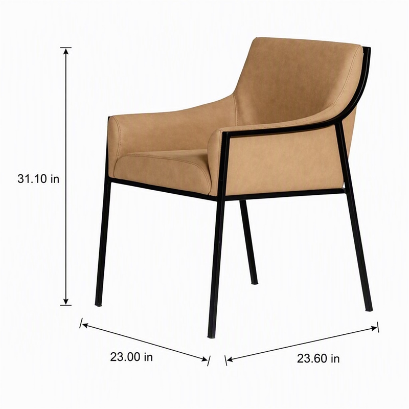 Pemberly Row Faux Leather and Metal Dining Chair in Tan and Black