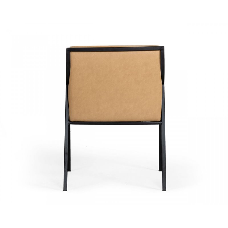Pemberly Row Faux Leather and Metal Dining Chair in Tan and Black