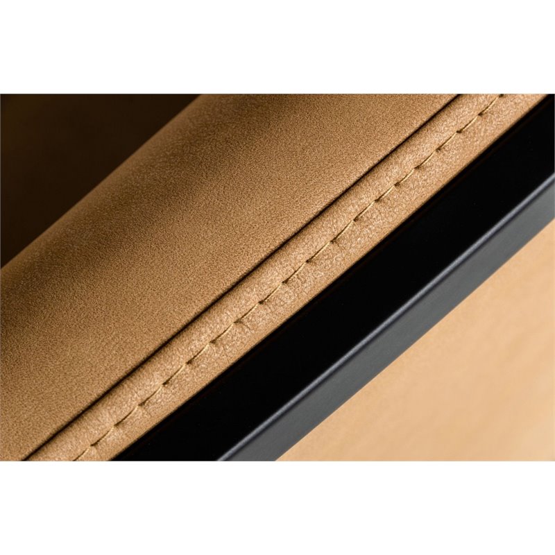 Pemberly Row Faux Leather and Metal Dining Chair in Tan and Black