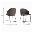 Pemberly Row Set of 2 Modern Gray Dining Chairs with Metal Legs