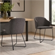 Pemberly Row Set of 2 Modern Gray Dining Chairs with Metal Legs