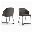 Pemberly Row Set of 2 Modern Gray Dining Chairs with Metal Legs