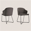 Pemberly Row Set of 2 Modern Gray Dining Chairs with Metal Legs
