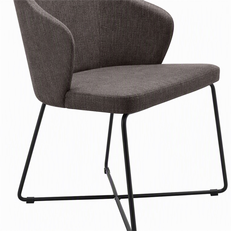 Pemberly Row Set of 2 Modern Gray Dining Chairs with Metal Legs