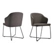 Pemberly Row Set of 2 Modern Gray Dining Chairs with Metal Legs