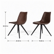 Pemberly Row Set of 2 Modern Faux Leather Dining Chairs in Brown