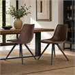 Pemberly Row Set of 2 Modern Faux Leather Dining Chairs in Brown