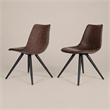 Pemberly Row Set of 2 Modern Faux Leather Dining Chairs in Brown