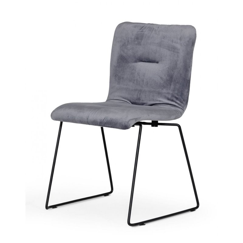 Pemberly Row Modern Velvet Dining Chairs in Gray and Black (Set of 2)
